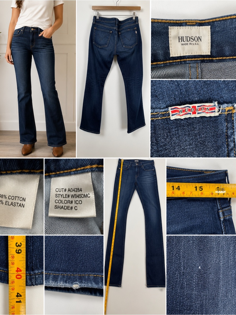 Hudson Jeans Women's 31x31 Dark Wash Bootcut Jeans Made in USA Stretch Denim